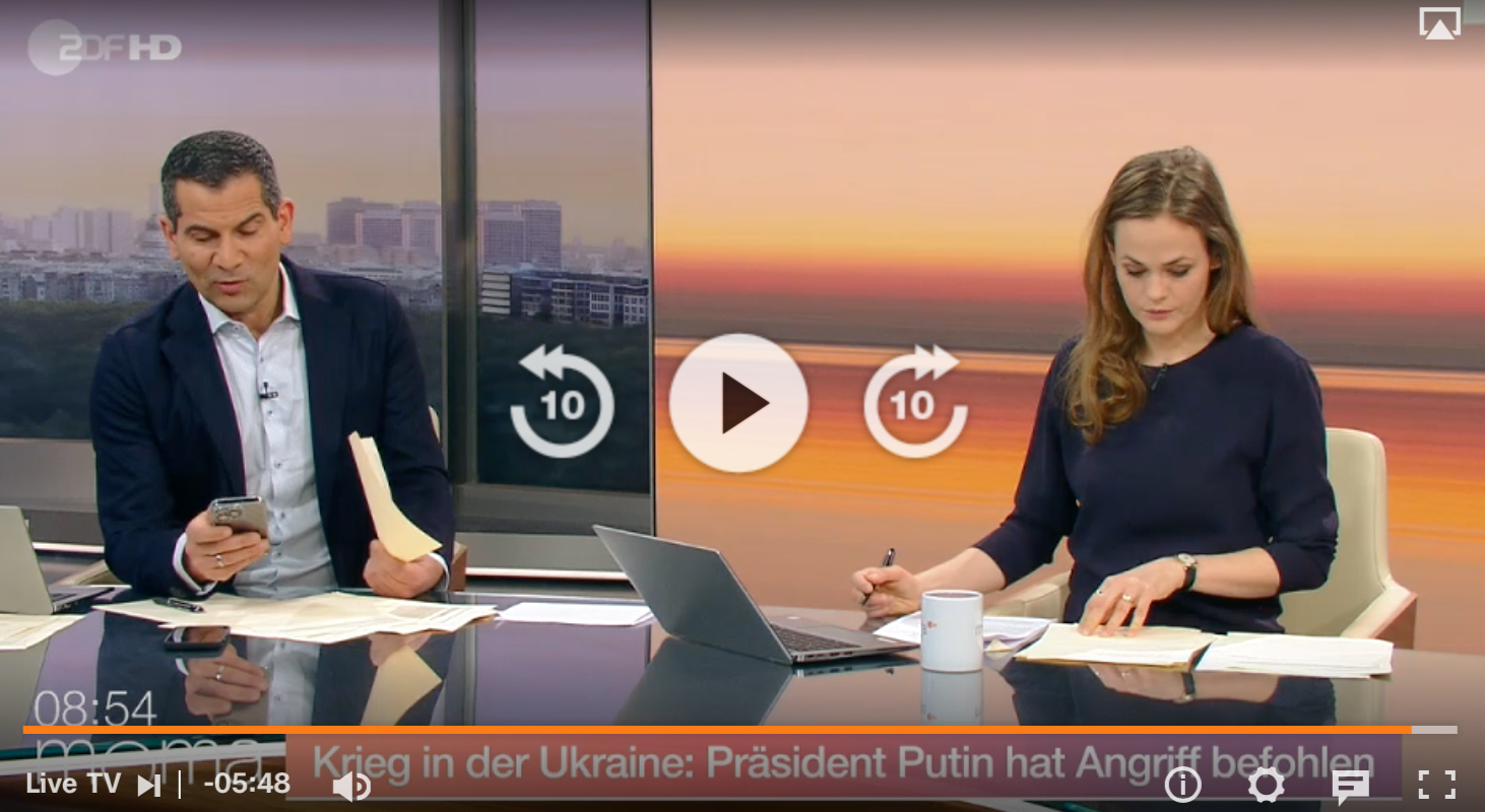 Krieg in Europa – Angriff auf die Ukraine. Screenshot: ZDF Mediathek